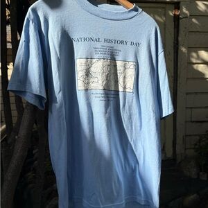 VINTAGE Jerzees Light Blue National History Day Tee
